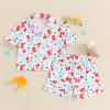 imageKuriozud Toddler Baby Girl Boy 4th of July Outfits Pajamas Set Fourth of july American Flag Button TopsShorts SleepwearUsa Flag Ice Cream White
