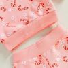 imageKuriozud Toddler Baby Girl Fall Winter Clothes Cute Print Long Sleeve Crewneck Sweatshirt and Jogger Pants Set 2 Piece OutfitChristmas Candy Cane Pink