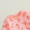 imageKuriozud Toddler Baby Girl Fall Winter Clothes Cute Print Long Sleeve Crewneck Sweatshirt and Jogger Pants Set 2 Piece OutfitChristmas Candy Cane Pink