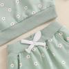 imageKuriozud Toddler Baby Girl Fall Winter Clothes Cute Print Long Sleeve Crewneck Sweatshirt and Jogger Pants Set 2 Piece OutfitDaisy Green