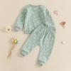 imageKuriozud Toddler Baby Girl Fall Winter Clothes Cute Print Long Sleeve Crewneck Sweatshirt and Jogger Pants Set 2 Piece OutfitDaisy Green