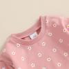 imageKuriozud Toddler Baby Girl Fall Winter Clothes Cute Print Long Sleeve Crewneck Sweatshirt and Jogger Pants Set 2 Piece OutfitDaisy Pink