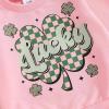 imageKuriozud Toddler Baby Girl Fall Winter Clothes Cute Print Long Sleeve Crewneck Sweatshirt and Jogger Pants Set 2 Piece OutfitSt Patricks Day Lucky Pink