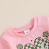 imageKuriozud Toddler Baby Girl Fall Winter Clothes Cute Print Long Sleeve Crewneck Sweatshirt and Jogger Pants Set 2 Piece OutfitSt Patricks Day Lucky Pink