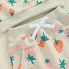 imageKuriozud Toddler Baby Girl Fall Winter Clothes Cute Print Long Sleeve Crewneck Sweatshirt and Jogger Pants Set 2 Piece OutfitStrawberry Apricot