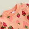 imageKuriozud Toddler Baby Girl Fall Winter Clothes Cute Print Long Sleeve Crewneck Sweatshirt and Jogger Pants Set 2 Piece OutfitStrawberry Light Orange