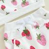 imageKuriozud Toddler Baby Girl Fall Winter Clothes Cute Print Long Sleeve Crewneck Sweatshirt and Jogger Pants Set 2 Piece OutfitStrawberry White