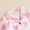 imageKuriozud Toddler Kids Little Girls Summer Satin Pajamas Satin Silky Pjs Set Short Sleeve Button Down Nightwear SleepwearBowwpink