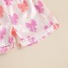 imageKuriozud Toddler Kids Little Girls Summer Satin Pajamas Satin Silky Pjs Set Short Sleeve Button Down Nightwear SleepwearBowwpink