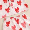 imageKuriozud Toddler Kids Little Girls Summer Satin Pajamas Satin Silky Pjs Set Short Sleeve Button Down Nightwear SleepwearBowwred