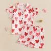imageKuriozud Toddler Kids Little Girls Summer Satin Pajamas Satin Silky Pjs Set Short Sleeve Button Down Nightwear SleepwearBowwred
