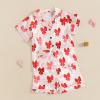 imageKuriozud Toddler Kids Little Girls Summer Satin Pajamas Satin Silky Pjs Set Short Sleeve Button Down Nightwear SleepwearBowwred