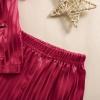 imageKuriozud Toddler Kids Little Girls Summer Satin Pajamas Satin Silky Pjs Set Short Sleeve Button Down Nightwear SleepwearRed