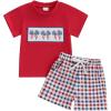 imageKuriozud 4th Of July Baby Boy Girl Outfit Toddler USA Flag Tshirt Top And Plaid Shorts 2pcs Set Fourth Of July ClothesB Bowred