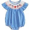 imageKuriozud 4th of July Toddler Baby Girl Outfits Bubble Romper USA Flag Onesie Bodysuit Fourth of July Smocked ClothesBlue American Flag