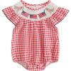 imageKuriozud 4th of July Toddler Baby Girl Outfits Bubble Romper USA Flag Onesie Bodysuit Fourth of July Smocked ClothesRed Dogamerican Flag