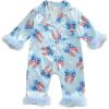 imageKuriozud Baby Girl Boy Silk Pajamas Summer Pjs Stain Onesie Romper OnePiece Jumpsuit Lapel Button Down Sleepwear 024MBlue B