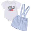 imageKuriozud My First 4th of July Outfit Baby Boy American Flag Onesie USA Bubble RomperShorts Set Fourth of July ClothesWhite Blue a