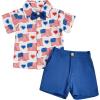 imageKuriozud Toddler Baby Boy 4th JulyHalloweenChristmas Outfits Button Down Shirt Short Pants Set Festivel Clothes4th of July Redd