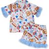 imageKuriozud Toddler Baby Girl Boy 4th of July Outfits Pajamas Set Fourth of july American Flag Button TopsShorts SleepwearAmerican Food Blue