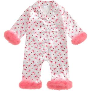 imageKuriozud Baby Girl Boy Silk Pajamas Summer Pjs Stain Onesie Romper OnePiece Jumpsuit Lapel Button Down Sleepwear 024MPink Bow