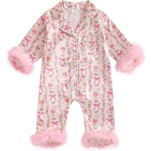 imageKuriozud Baby Girl Boy Silk Pajamas Summer Pjs Stain Onesie Romper OnePiece Jumpsuit Lapel Button Down Sleepwear 024MPink Easter Bowbunny