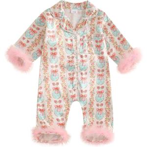 imageKuriozud Baby Girl Boy Silk Pajamas Summer Pjs Stain Onesie Romper OnePiece Jumpsuit Lapel Button Down Sleepwear 024MPink Easter Boweggs