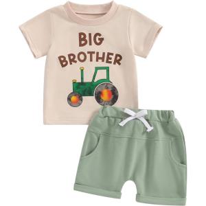 imageKuriozud Big Brother Little Brother Matching Outfits Toddler Baby Boy Romper and T Shirt Shorts Set Summer ClothesBig Brother Green 2