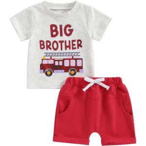 imageKuriozud Big Brother Little Brother Matching Outfits Toddler Baby Boy Romper and T Shirt Shorts Set Summer ClothesBig Brother Red