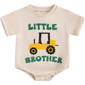 imageKuriozud Big Brother Little Brother Matching Outfits Toddler Baby Boy Romper and T Shirt Shorts Set Summer ClothesLittle Brother Green 1