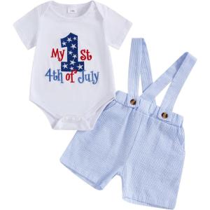 imageKuriozud My First 4th of July Outfit Baby Boy American Flag Onesie USA Bubble RomperShorts Set Fourth of July ClothesWhite Blue C