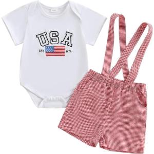 imageKuriozud My First 4th of July Outfit Baby Boy American Flag Onesie USA Bubble RomperShorts Set Fourth of July ClothesWhite Red a