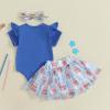 imageKuriozud 4th of July Baby Girl Dress Outfits USA Romper BodysuitTutu Skirt Set Newborn Girl First Fourth of July ClothesBlue