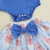 imageKuriozud 4th of July Baby Girl Dress Outfits USA Romper BodysuitTutu Skirt Set Newborn Girl First Fourth of July ClothesBlue