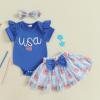 imageKuriozud 4th of July Baby Girl Dress Outfits USA Romper BodysuitTutu Skirt Set Newborn Girl First Fourth of July ClothesBlue