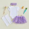imageKuriozud 4th of July Baby Girl Dress Outfits USA Romper BodysuitTutu Skirt Set Newborn Girl First Fourth of July ClothesPurple My First Easter