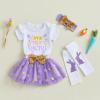 imageKuriozud 4th of July Baby Girl Dress Outfits USA Romper BodysuitTutu Skirt Set Newborn Girl First Fourth of July ClothesPurple My First Easter