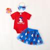 imageKuriozud 4th of July Baby Girl Dress Outfits USA Romper BodysuitTutu Skirt Set Newborn Girl First Fourth of July ClothesRed