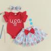 imageKuriozud 4th of July Baby Girl Dress Outfits USA Romper BodysuitTutu Skirt Set Newborn Girl First Fourth of July ClothesRed Blue