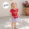 imageKuriozud 4th of July Baby Girl Dress Outfits USA Romper BodysuitTutu Skirt Set Newborn Girl First Fourth of July ClothesRed Blue