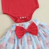 imageKuriozud 4th of July Baby Girl Dress Outfits USA Romper BodysuitTutu Skirt Set Newborn Girl First Fourth of July ClothesRed Blue