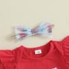 imageKuriozud 4th of July Baby Girl Dress Outfits USA Romper BodysuitTutu Skirt Set Newborn Girl First Fourth of July ClothesRed Blue