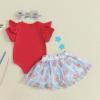 imageKuriozud 4th of July Baby Girl Dress Outfits USA Romper BodysuitTutu Skirt Set Newborn Girl First Fourth of July ClothesRed Blue
