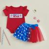 imageKuriozud 4th of July Baby Girl Dress Outfits USA Romper BodysuitTutu Skirt Set Newborn Girl First Fourth of July ClothesRed Usa 1