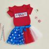 imageKuriozud 4th of July Baby Girl Dress Outfits USA Romper BodysuitTutu Skirt Set Newborn Girl First Fourth of July ClothesRed Usa 1