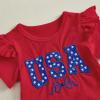 imageKuriozud 4th of July Baby Girl Dress Outfits USA Romper BodysuitTutu Skirt Set Newborn Girl First Fourth of July ClothesRed Usa
