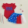imageKuriozud 4th of July Baby Girl Dress Outfits USA Romper BodysuitTutu Skirt Set Newborn Girl First Fourth of July ClothesRed Usa