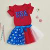 imageKuriozud 4th of July Baby Girl Dress Outfits USA Romper BodysuitTutu Skirt Set Newborn Girl First Fourth of July ClothesRed Usa