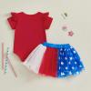 imageKuriozud 4th of July Baby Girl Dress Outfits USA Romper BodysuitTutu Skirt Set Newborn Girl First Fourth of July ClothesRed Usa