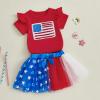 imageKuriozud 4th of July Baby Girl Dress Outfits USA Romper BodysuitTutu Skirt Set Newborn Girl First Fourth of July ClothesRed Usa Flag